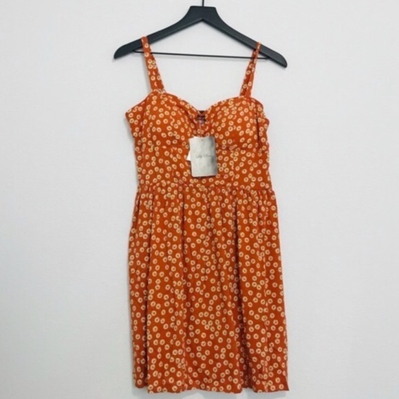 New! Lily Rose Bohemian 70s Ditsy Floral Daisies Smocked Corset Skater Dress - Picture 2 of 10